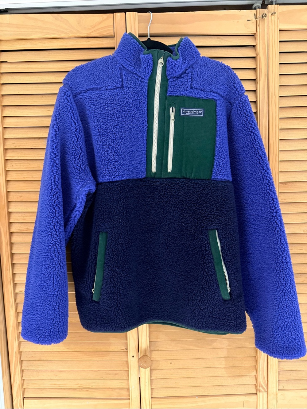 Vineyard Vines Colorblock Fleece Pullover - Royal Blue, Navy & Green